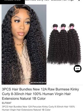 Natural Kinky Curly Human Hair Bundles - 1B Black